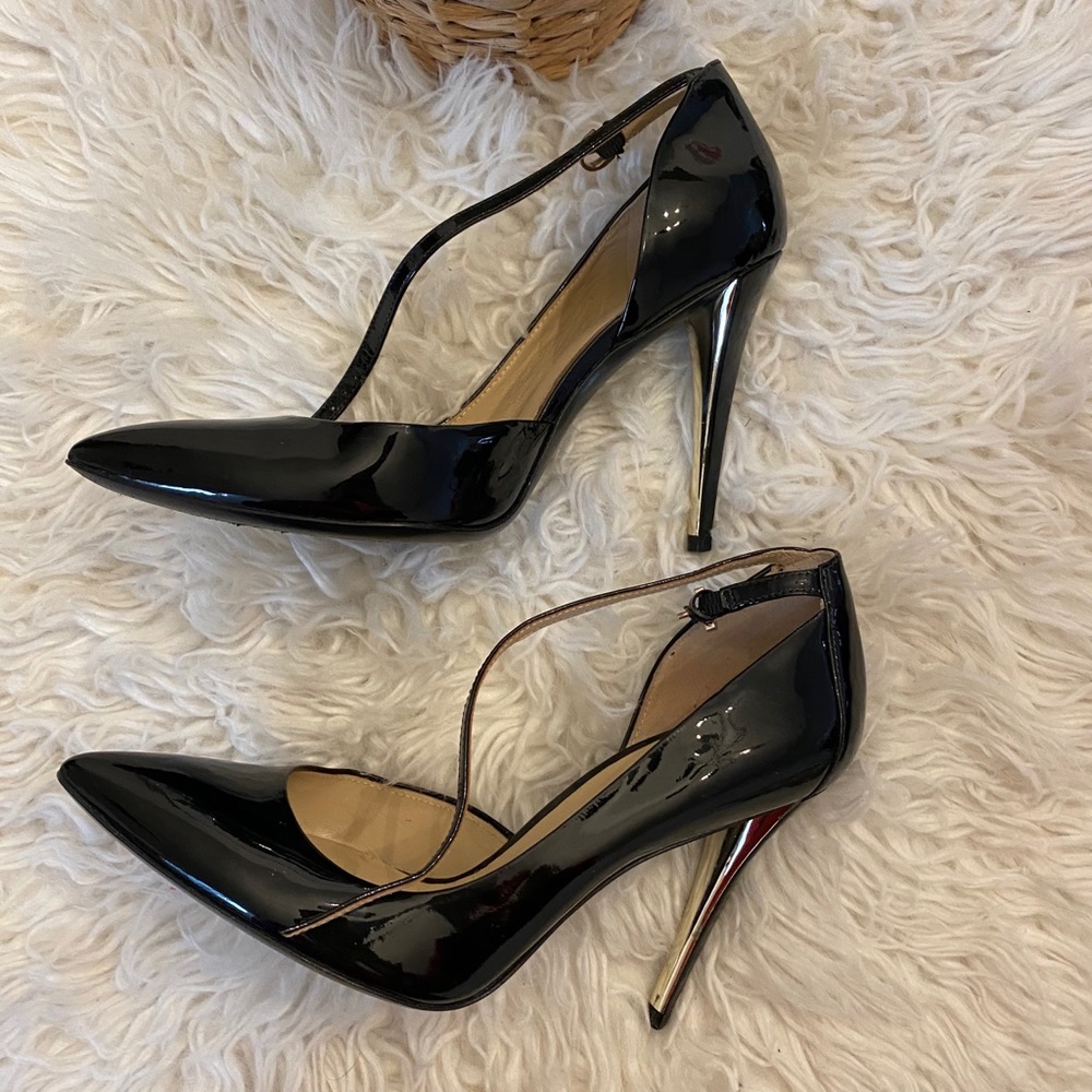 Marciano black patent heels